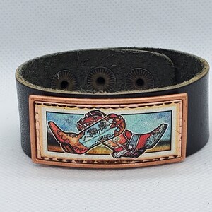 B - Stivali da cowboy - Bellissimo bracciale regolabile in pelle color RAME.
