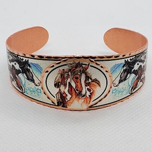 CBR - Wild Horses - Beautiful adjustable COPPER cuff bracelet.