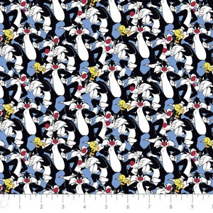 Sylvester and Tweety Fabric by the half yard. 100% Cotton. Looney Tunes
