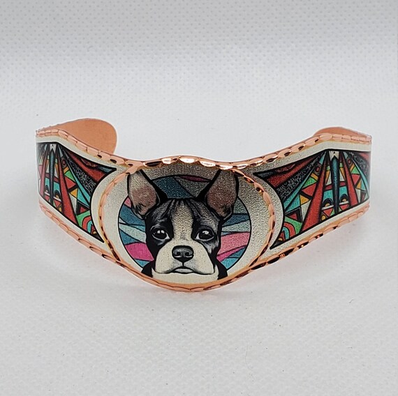 BR Boston Terrier Bracelet Beautiful Adjustable COPPER Cuff Bracelet. Etsy