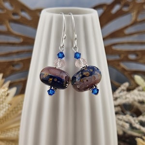 SF Naughty & Nice Artisan Glass Earrings, Lampwork Glass Bead by a talented artisan, Silver Filled Earring Wire