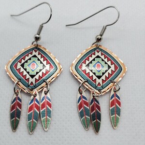 CEA - Beautiful Geometric COPPER earrings - Surgical Steel Hypo Allergenic Earwires.