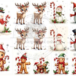 Minis papier de riz de Noël A4 - Bonhomme de neige, renne, bonhomme de pain d'épice