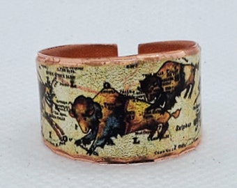 RI - Bague Buffalo - Belle bague réglable en CUIVRE.