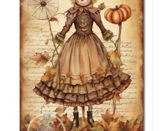 A4 Scarecrow Rice Paper - Fall, Autumn