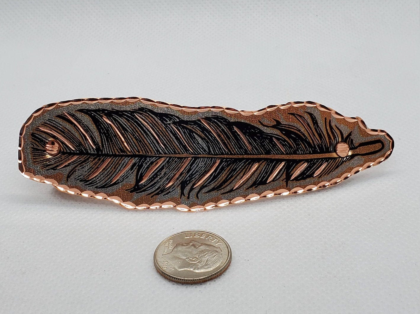 Vintage Copper Feather Shaped Barrette Large Copper Feathers - Etsy main image 2
