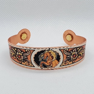 CBR - Western Horse Magnetic Bracelet - Beautiful adjustable COPPER cuff bracelet.
