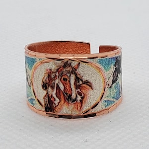 RI - American Indian Inspired Horse Ring - Beautiful adjustable COPPER ring.