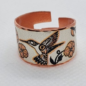 CRI - NW Native Inspired Hummingbird - Beautiful adjustable COPPER ring.