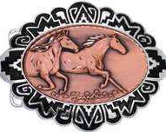 Wild Horses - Western Belt Buckle on Copper