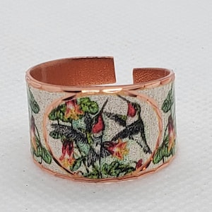 CRI - Colorful Hummingbird Ring - Beautiful adjustable COPPER ring.