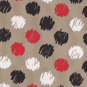 Abstract Dots - Black, Red, White Fabric by the half yard. 100% Cotton.