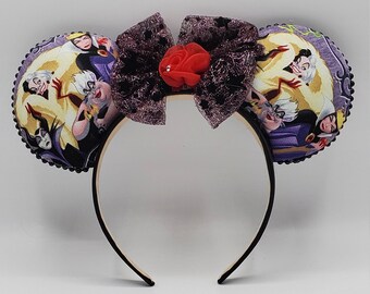 Orejas de Minnie Mouse inspiradas en villanos de Disney: Cruella, Úrsula, Reina Malvada y Maléfica
