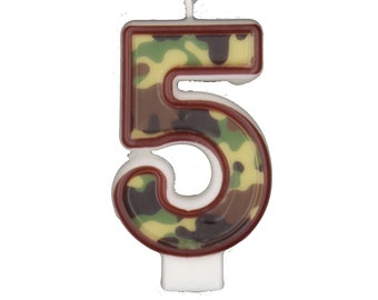 3.5 inches Green Camouflage Birthday Candles Cake Toppers Military Camo