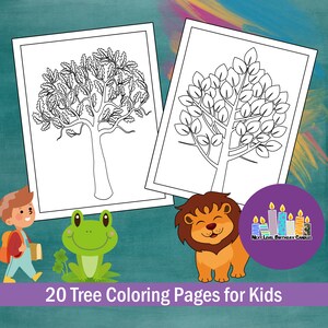 20 Tree Coloring Pages for Kids Instant Printable Sheets Downloadable Sheets. Digital Learning Sheets.
