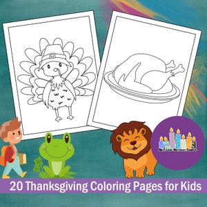 20 Thanksgiving Coloring Pages for Kids Instant Printable Sheets Downloadable Sheets. Digital Learning Sheets.