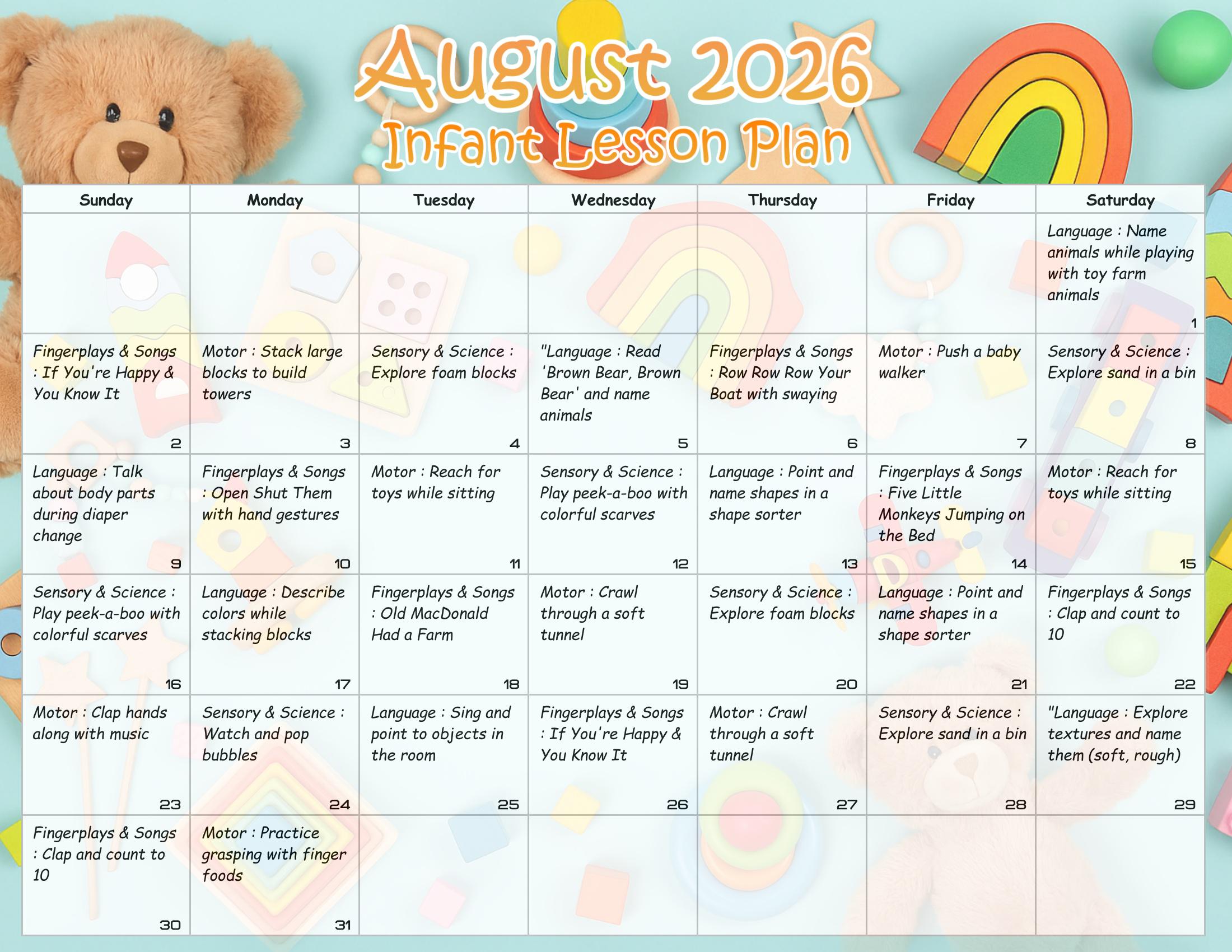2026 Daily Infant Lesson Plans | Motor Skills, Cognitive Growth, and ...