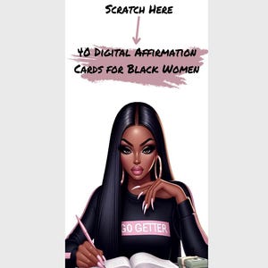 40 Digital Scratch -off Affirmation Cards for Black Women | Motivational Quotes | Daily Inspiration | Self-Talk | Self-Esteem | Black Girl