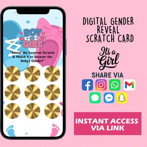 È un gioco digitale gratta e vinci per rivelare il sesso del bambino - Questo è per una ragazza - Gioco di società divertente per amici - Download immediato - versione 5