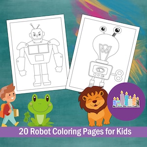 20 Robot Coloring Pages for Kids Instant Printable Sheets Downloadable Sheets. Digital Learning Sheets.