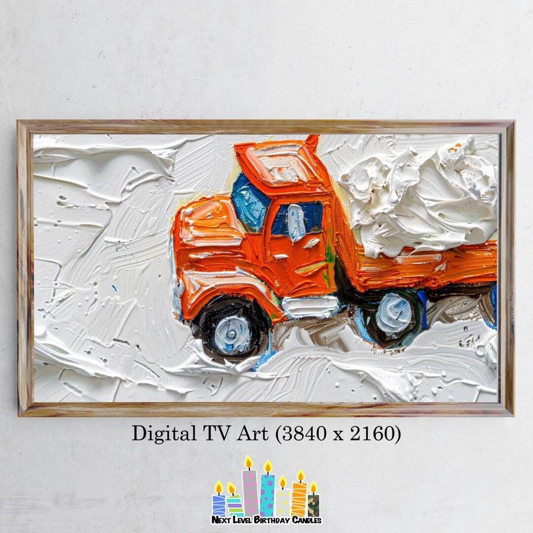 Trash Picture Frame Garbage Dump Truck-themed Frame TV Art for Birthday Cake Celebration ...