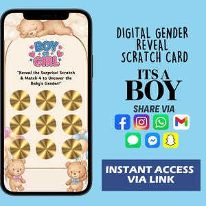 C'est un jeu de révélation de genre numérique à gratter pour garçon - c'est pour un garçon - jeu de société amusant pour les amis - téléchargement immédiat - version 8
