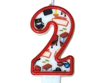 Movie theme Birthday number candle 3.5 inches