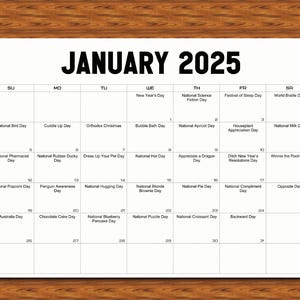 365 Days to Celebrate |Celebrations Calendars: Printable Edition | 2025 National Holidays Calendar | Silly Holidays FULL CALENDAR