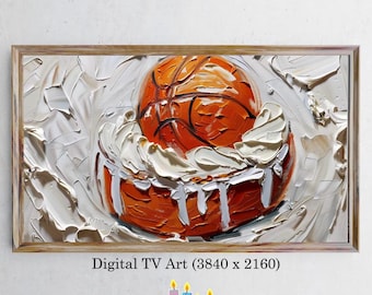 Basketball-Themed Frame TV Art für Geburtstagskuchen-Feier | Party TV Kunst | Sofort Download für Frame TV
