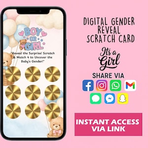È un gioco digitale gratta e vinci per rivelare il sesso del bambino - Questo è per una ragazza - Gioco di società divertente per amici - Download immediato - versione 9