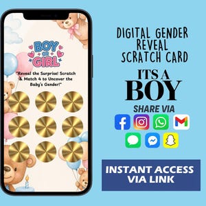 Juego digital para raspar y revelar el género de un niño. Es para un niño. Divertido juego de fiesta para amigos. Descarga instantánea. Versión 9.