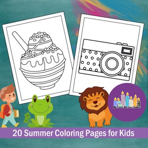 20 Summer Coloring Pages for Kids Instant Printable Sheets Downloadable Sheets. Digital Learning Sheets.