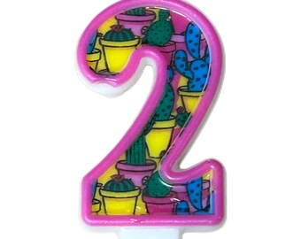 Cactus Birthday number candle 3.5 inches