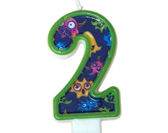 Monster creatures Birthday number candle 3.5 inches