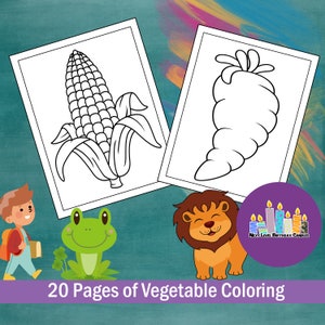 20 Pages of Vegetable Coloring Instant Printable Sheets Downloadable Sheets. Digital Learning Sheets.