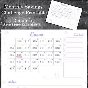 Monthly Savings Challenge  12 months