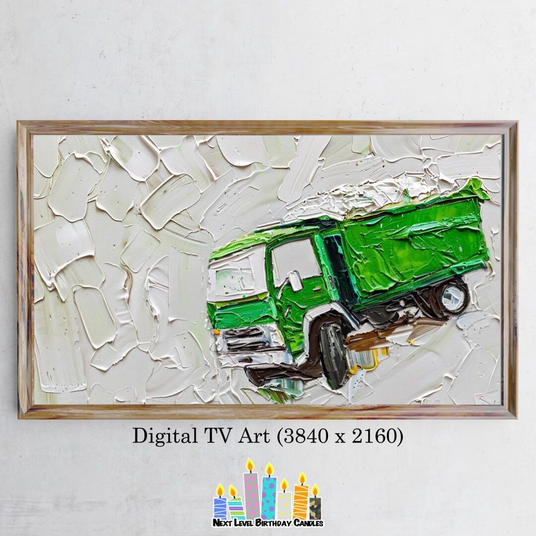 Trash Picture Frame Garbage Dump Truck-themed Frame TV Art for Birthday Cake Celebration ...