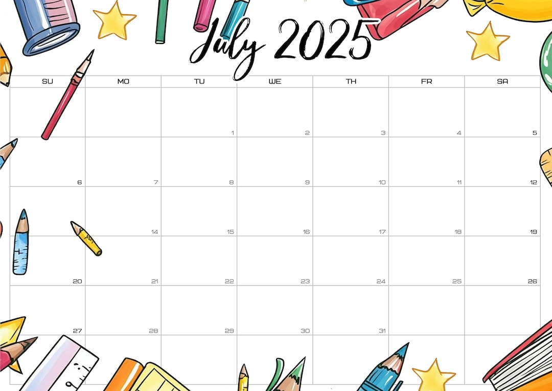 Blank School Calendar 20242025 august 2024 to December 2025 Printable
