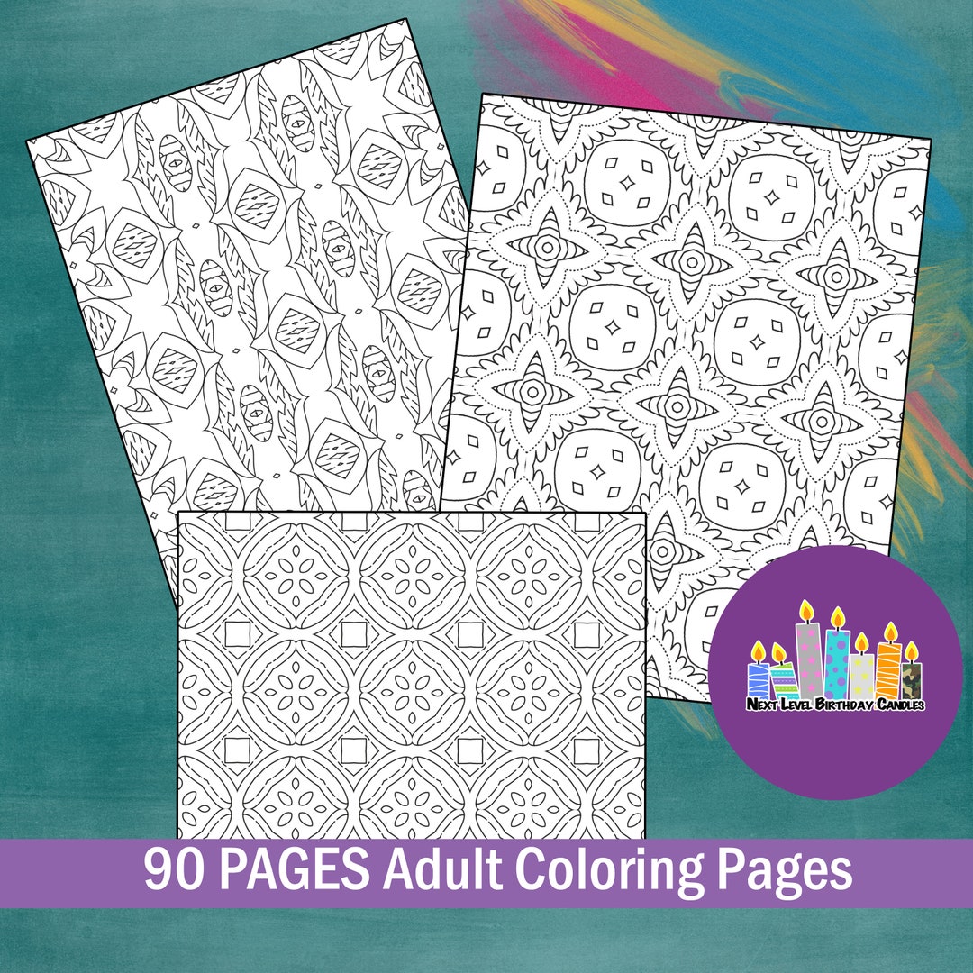 90 PAGES Adult Coloring Pages Instant Printable Sheets Downloadable ...