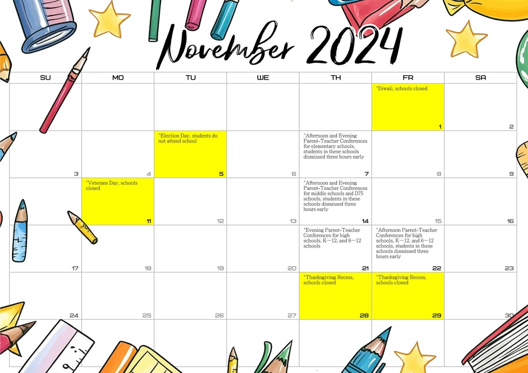 New York School Calendar 20242025 august to July Printable, Instant Digital Download, Monthly