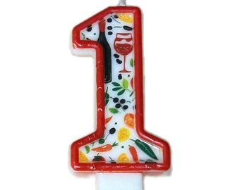 Veggie Birthday number candle 3.5 inches