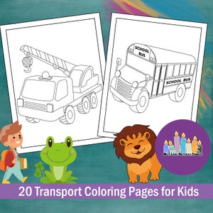 20 Transport Coloring Pages for Kids Instant Printable Sheets Downloadable Sheets. Digital Learning Sheets.