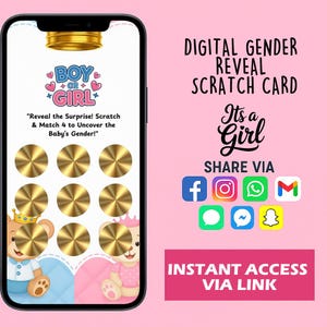 È un gioco digitale gratta e vinci per rivelare il sesso del bambino - Questo è per una ragazza - Gioco di società divertente per amici - Download immediato - versione 6