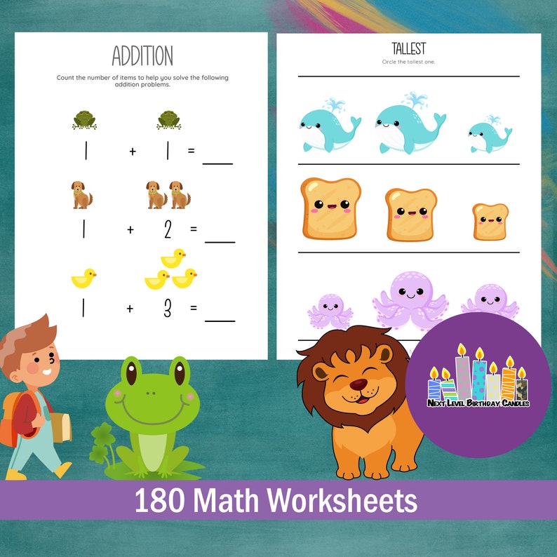 180 Math Worksheets for Kids Instant Printable Sheets Downloadable ...