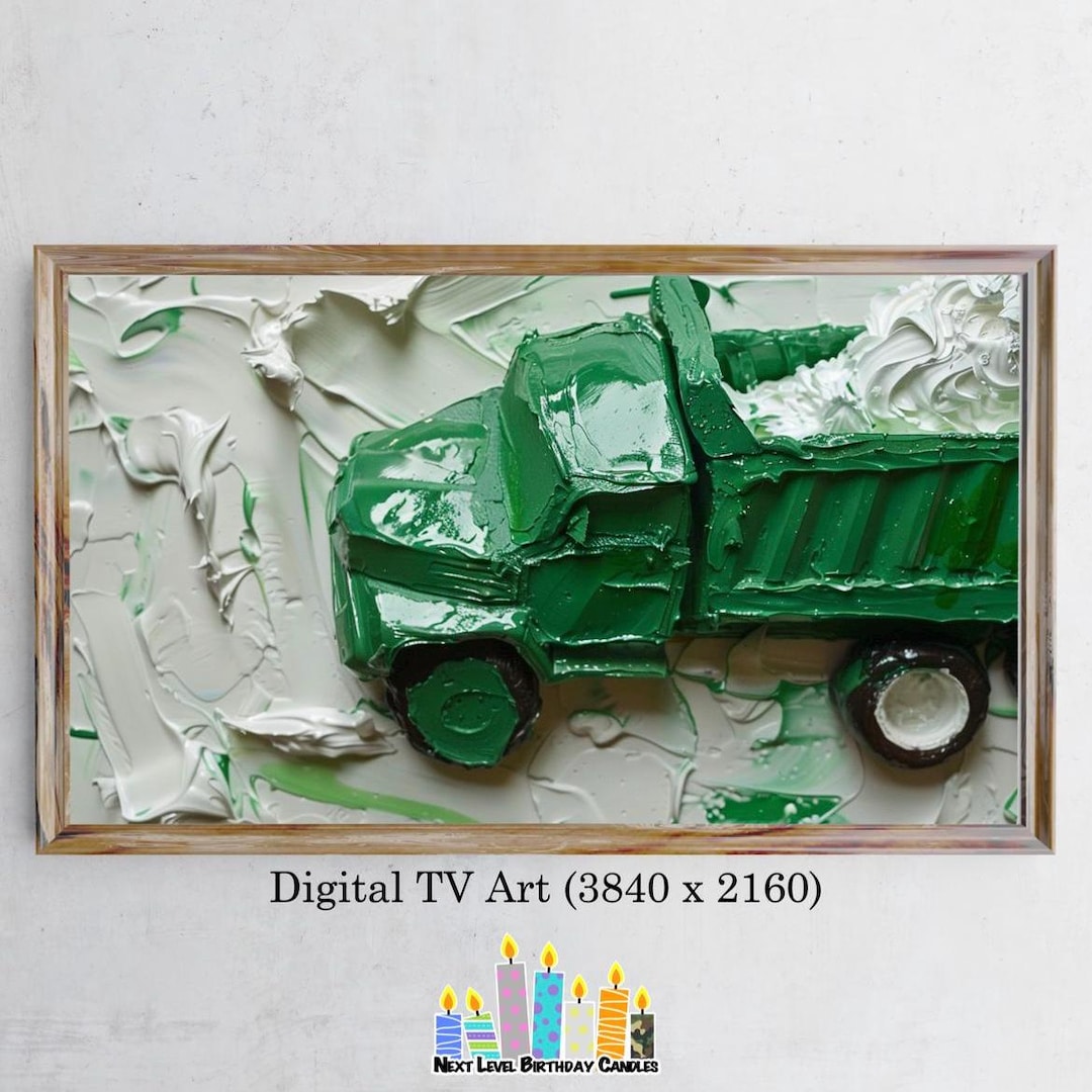 Trash Picture Frame Garbage Dump Truck-themed Frame TV Art for Birthday Cake Celebration ...