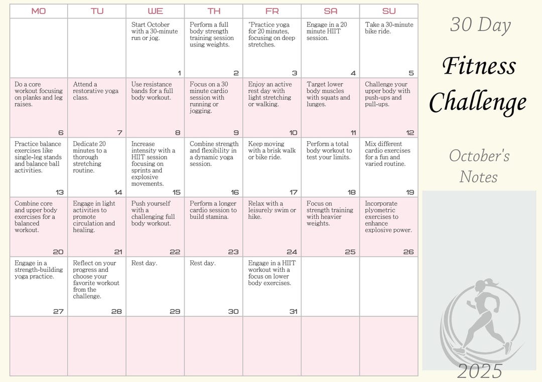2025 Ultimate 365-day Fitness Challenge Printable Full Year Workout Plan 