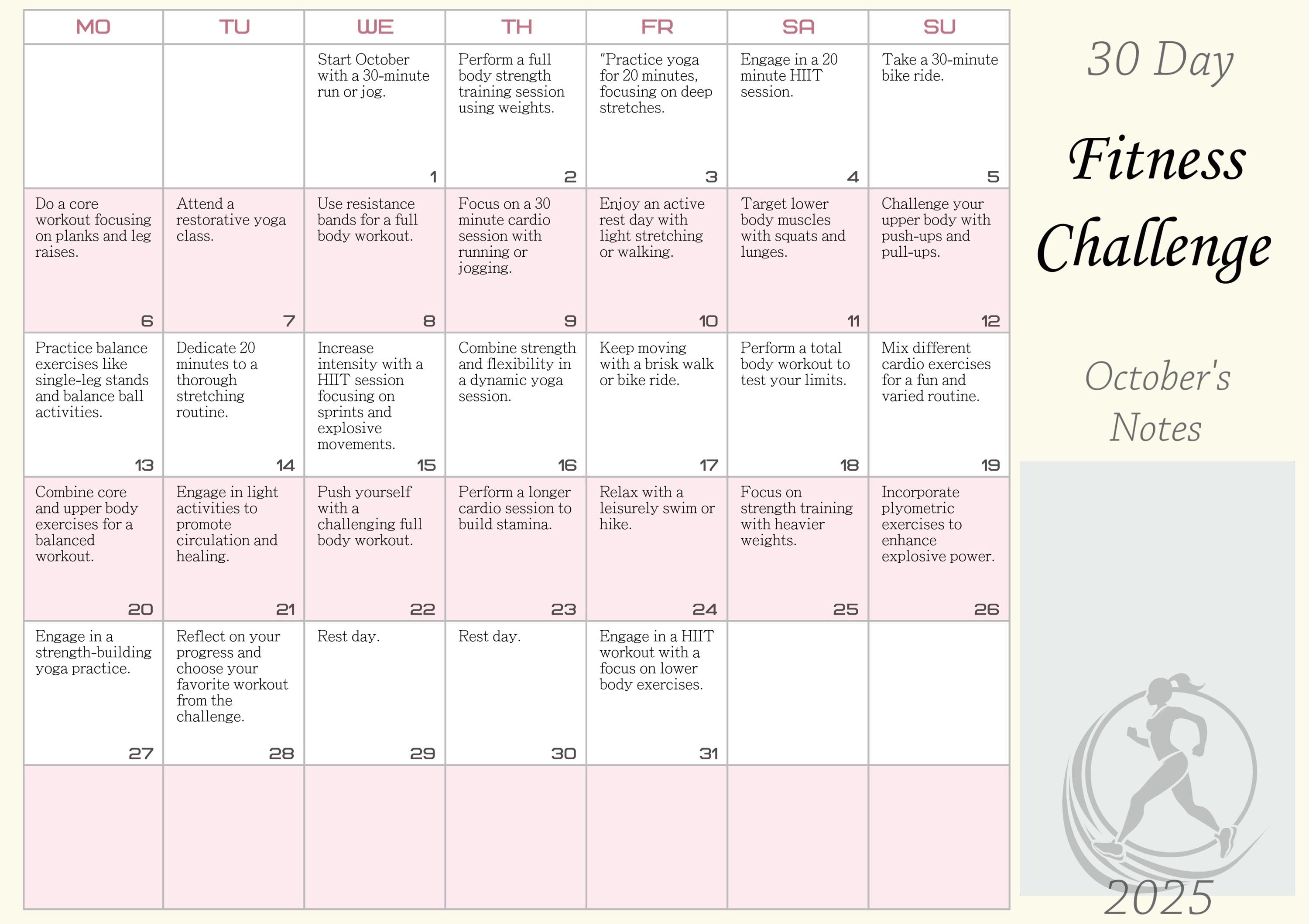 2025 Ultimate 365-day Fitness Challenge Printable Full Year
