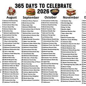365 Days to Celebrate |celebrations Calendars: Printable Edition | 2026