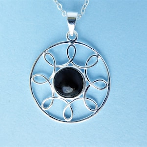 Whitby Jet and Silver Wire Pendant