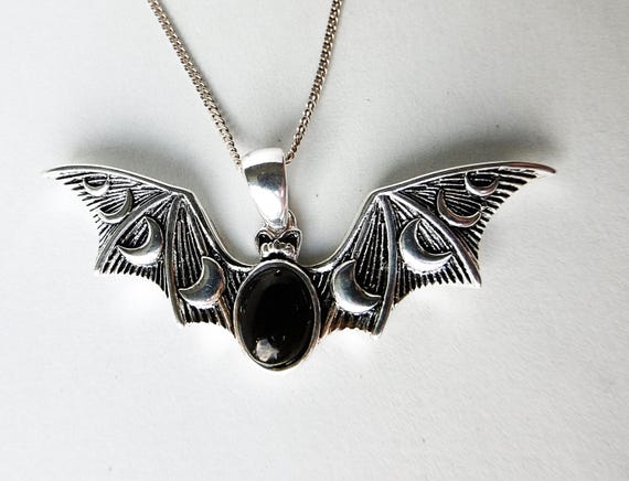 Whitby Jet and Silver Bat Pendant